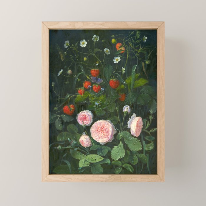 OD Ottesen  Still Life with Roses and Strawberries  Mini Art Print Gallery Image 1