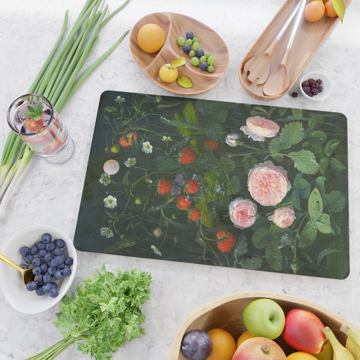 OD Ottesen  Still Life with Roses and Strawberries  Cutting Board Gallery Image 2