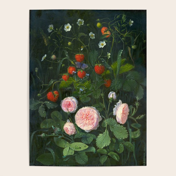OD Ottesen  Still Life with Roses and Strawberries  Poster Gallery Image 1