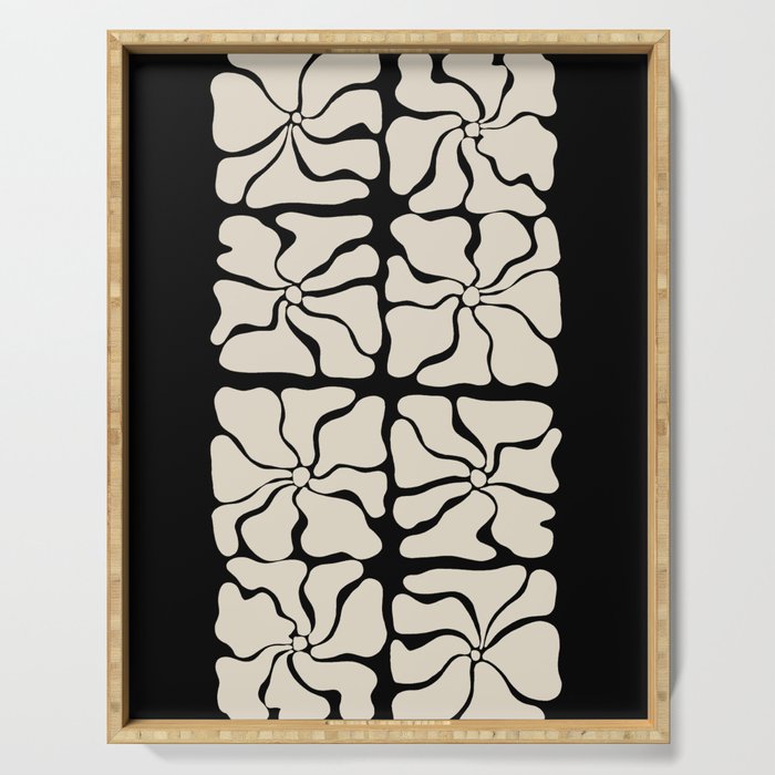 Monochrome Petal Mosaic Pattern Serving Tray Gallery Image 1