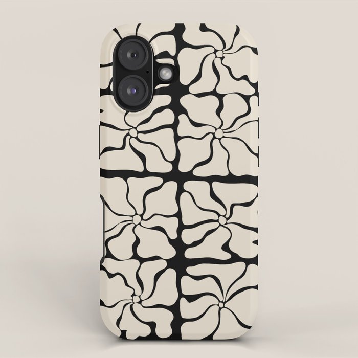 Monochrome Petal Mosaic Pattern iPhone Case Gallery Image 1