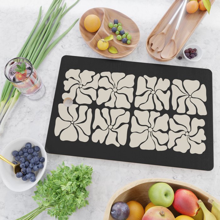 Monochrome Petal Mosaic Pattern Cutting Board Gallery Image 2