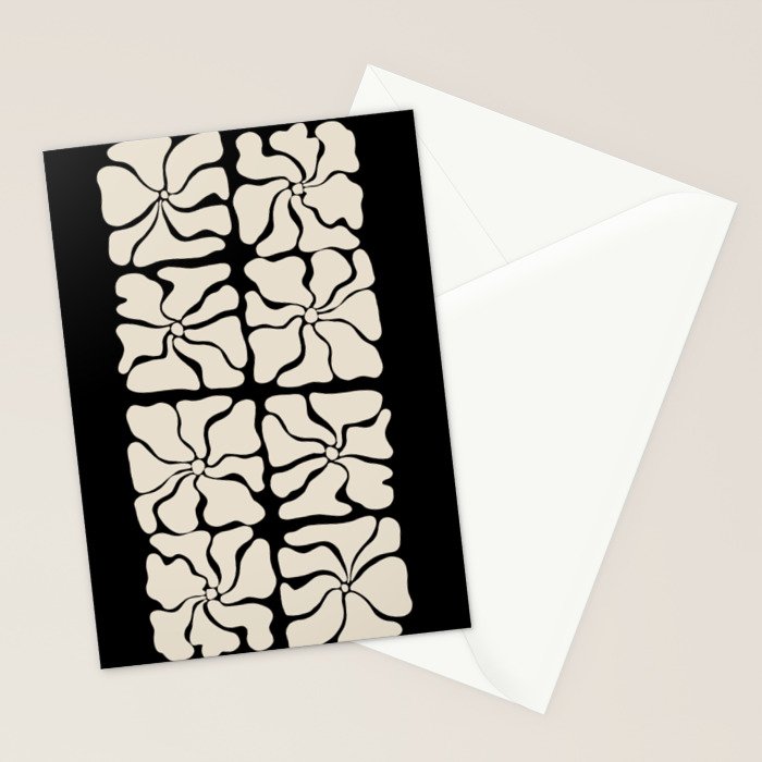 Monochrome Petal Mosaic Pattern Stationery Card Gallery Image 2