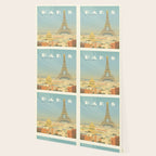 Paris France Eiffel Tower Vintage Travel Poster Commercial Air Travel Wallpaper Gallery Image 2