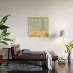 Paris France Eiffel Tower Vintage Travel Poster Commercial Air Travel Wood Wall Art Gallery Image 2