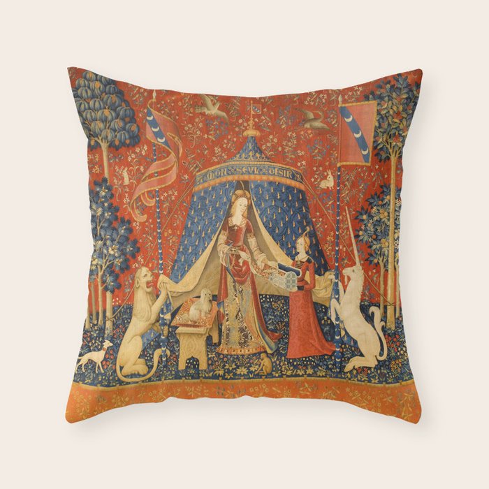 Lady and the Unicorn - Desire Throw Pillow Gallery Image 1