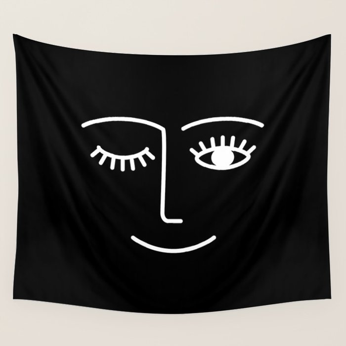 Wink (Black) Wall Tapestry Gallery Image 4