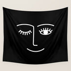 Wink (Black) Wall Tapestry Gallery Image 4