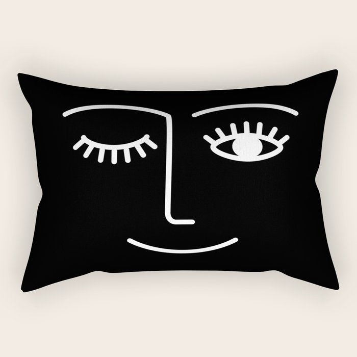 Wink (Black) Rectangular Pillow Gallery Image 2