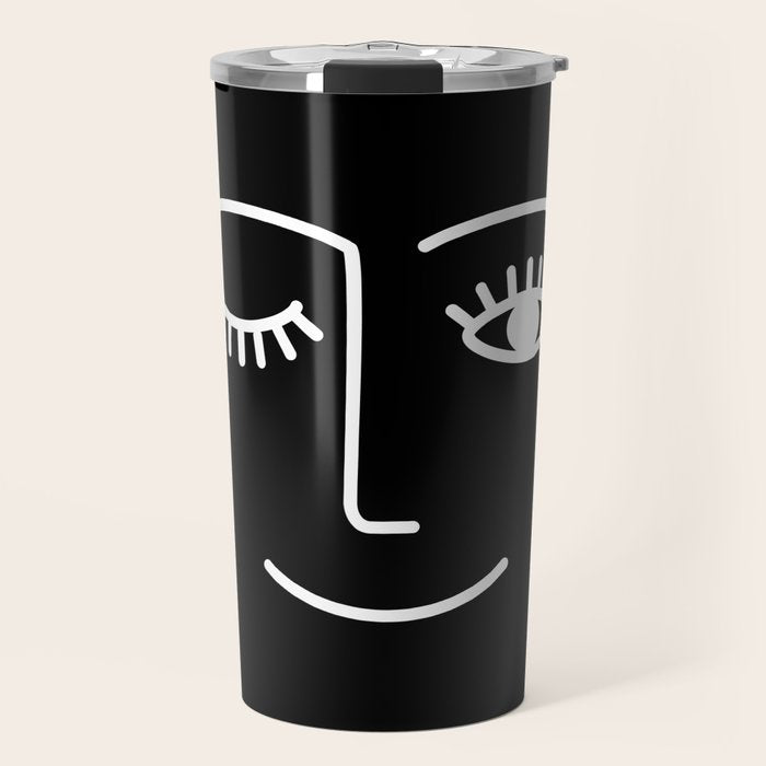 Wink (Black) Travel Mug Gallery Image 1