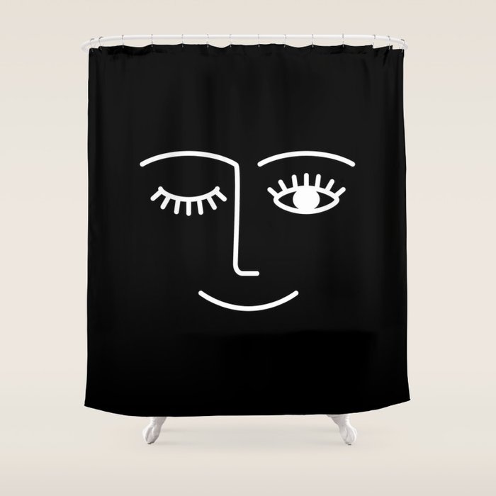 Wink (Black) Shower Curtain Gallery Image 1