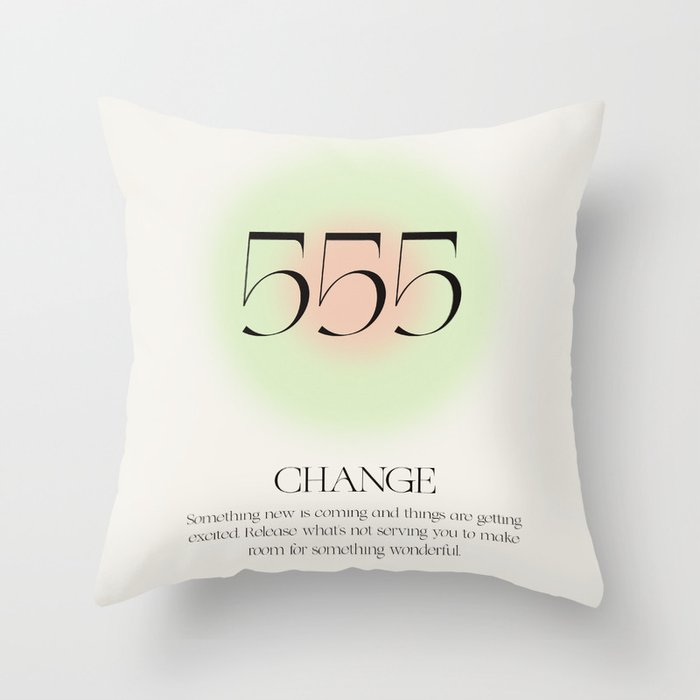 Angel Number 555 | Change Throw Pillow Gallery Image 1