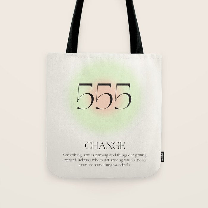 Angel Number 555 | Change Tote Bag Gallery Image 1