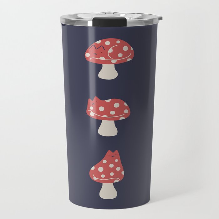 Cat and Plant 48: Cat Mushroom Travel Mug Gallery Image 1