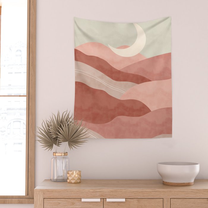 Reddish desert dunes moon Wall Tapestry Gallery Image 2
