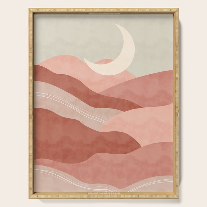 Reddish desert dunes moon Serving Tray Gallery Image 1