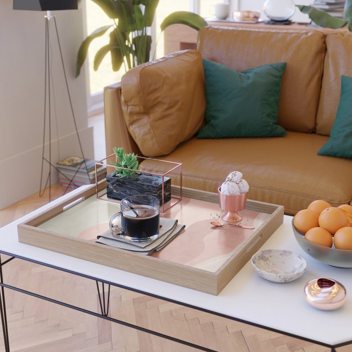 Reddish desert dunes moon Serving Tray Gallery Image 2