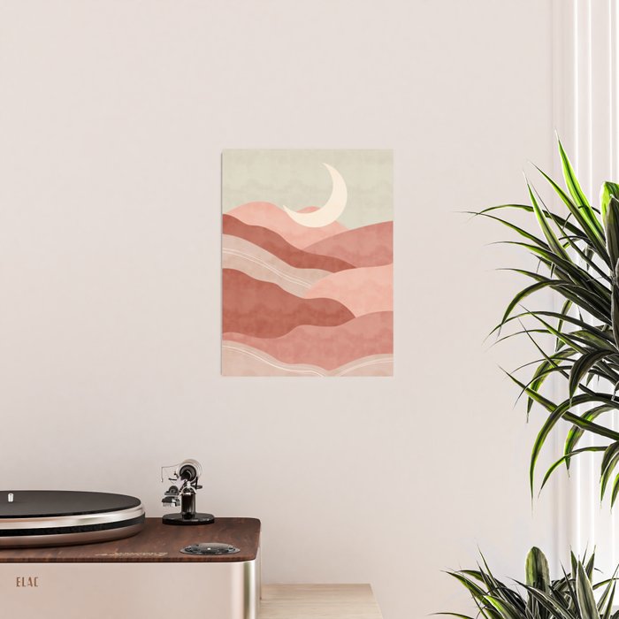 Reddish desert dunes moon Poster Gallery Image 2