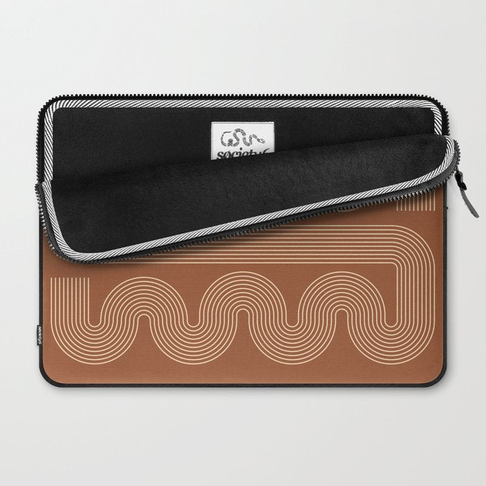 Geometric Lines in Terracotta and Beige 76 (Mid century Midern Rainbow Abstract) Laptop Sleeve Gallery Image 2