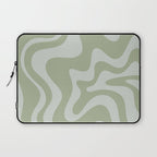 Liquid Swirl Retro Abstract Pattern in Sage Green and Light Sage Gray Laptop Sleeve Gallery Image 1