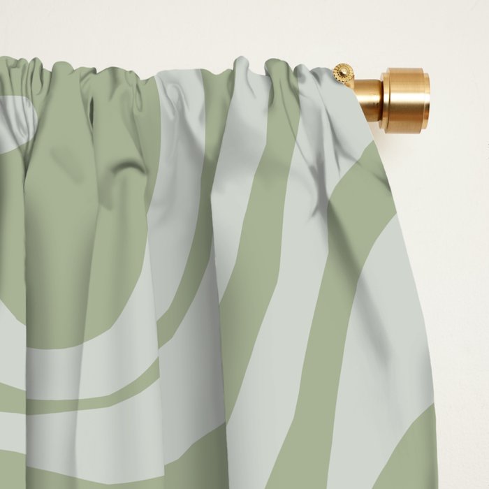 Liquid Swirl Retro Abstract Pattern in Sage Green and Light Sage Gray Window Curtain Gallery Image 2