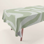 Liquid Swirl Retro Abstract Pattern in Sage Green and Light Sage Gray Tablecloth Gallery Image 1