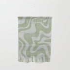 Liquid Swirl Retro Abstract Pattern in Sage Green and Light Sage Gray Wall Hanging Gallery Image 1