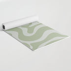 Liquid Swirl Retro Abstract Pattern in Sage Green and Light Sage Gray Yoga Mat Gallery Image 2