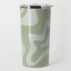 Liquid Swirl Retro Abstract Pattern in Sage Green and Light Sage Gray Travel Mug Gallery Image 1