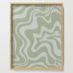Liquid Swirl Retro Abstract Pattern in Sage Green and Light Sage Gray Serving Tray Gallery Image 1