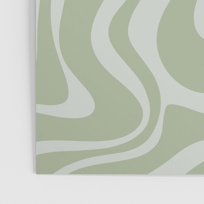 Liquid Swirl Retro Abstract Pattern in Sage Green and Light Sage Gray Poster Gallery Image 3