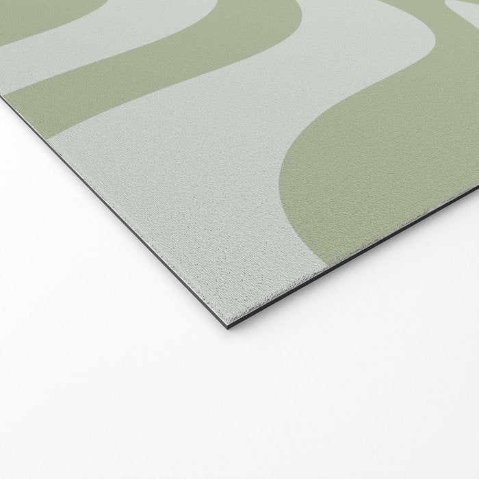 Liquid Swirl Retro Abstract Pattern in Sage Green and Light Sage Gray Welcome Mat Gallery Image 2