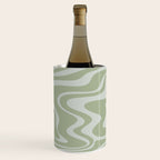 Liquid Swirl Retro Abstract Pattern in Sage Green and Light Sage Gray Wine Chiller Gallery Image 2