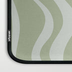 Liquid Swirl Retro Abstract Pattern in Sage Green and Light Sage Gray Laptop Sleeve Gallery Image 3