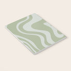 Liquid Swirl Retro Abstract Pattern in Sage Green and Light Sage Gray Notebook Gallery Image 3