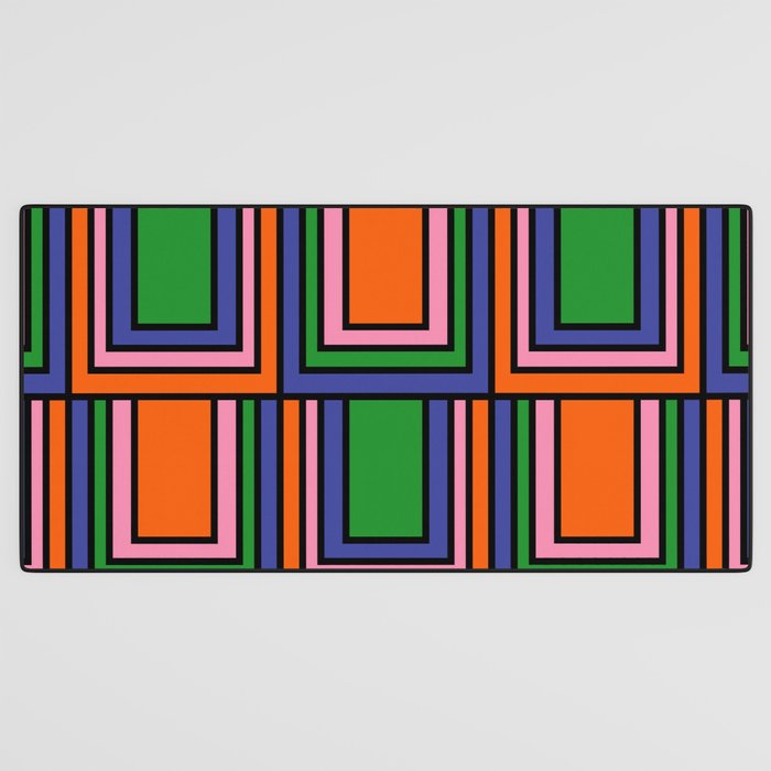 Colorful Retro Geometric Mod Portes Pattern II Orange Pink Green Blue  Desk Mat Gallery Image 3