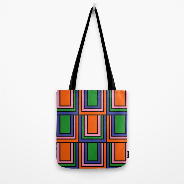 Colorful Retro Geometric Mod Portes Pattern II Orange Pink Green Blue  Tote Bag Gallery Image 2