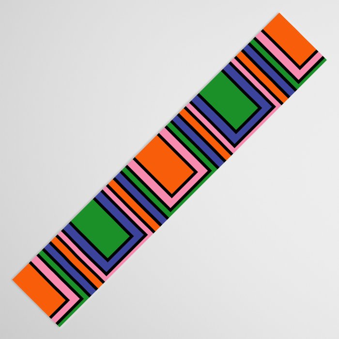 Colorful Retro Geometric Mod Portes Pattern II Orange Pink Green Blue  Table Runner Gallery Image 3