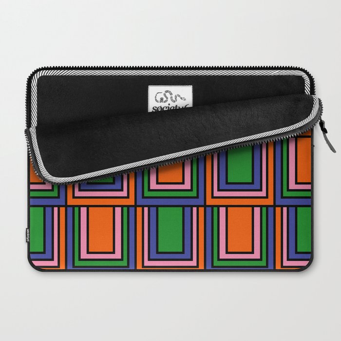 Colorful Retro Geometric Mod Portes Pattern II Orange Pink Green Blue  Laptop Sleeve Gallery Image 2