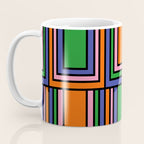Colorful Retro Geometric Mod Portes Pattern II Orange Pink Green Blue  Coffee Mug Gallery Image 3