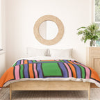 Colorful Retro Geometric Mod Portes Pattern II Orange Pink Green Blue  Duvet Cover Gallery Image 3