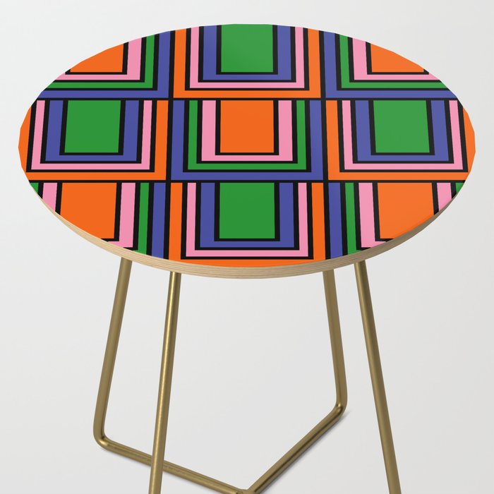 Colorful Retro Geometric Mod Portes Pattern II Orange Pink Green Blue  Side Table Gallery Image 2