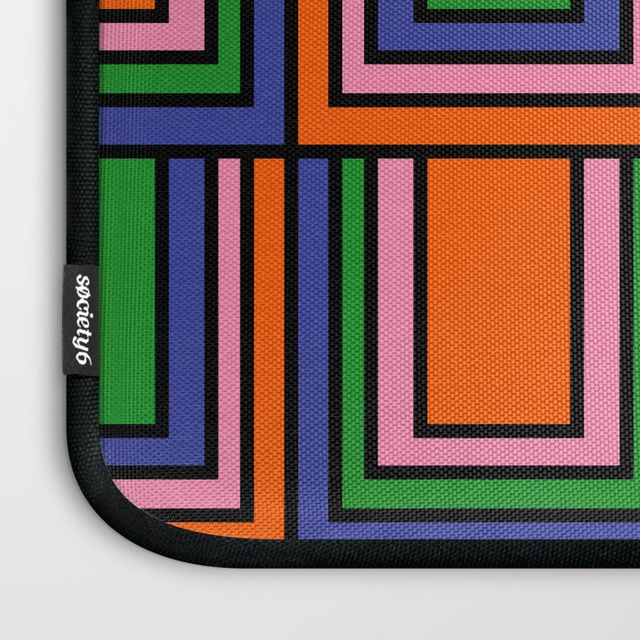 Colorful Retro Geometric Mod Portes Pattern II Orange Pink Green Blue  Laptop Sleeve Gallery Image 3