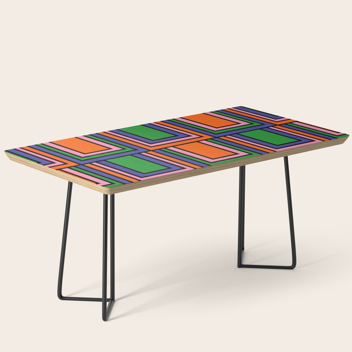 Colorful Retro Geometric Mod Portes Pattern II Orange Pink Green Blue  Coffee Table Gallery Image 1