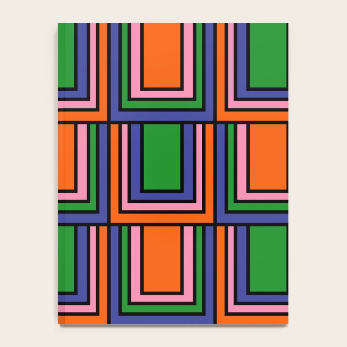 Colorful Retro Geometric Mod Portes Pattern II Orange Pink Green Blue  Notebook Gallery Image 4