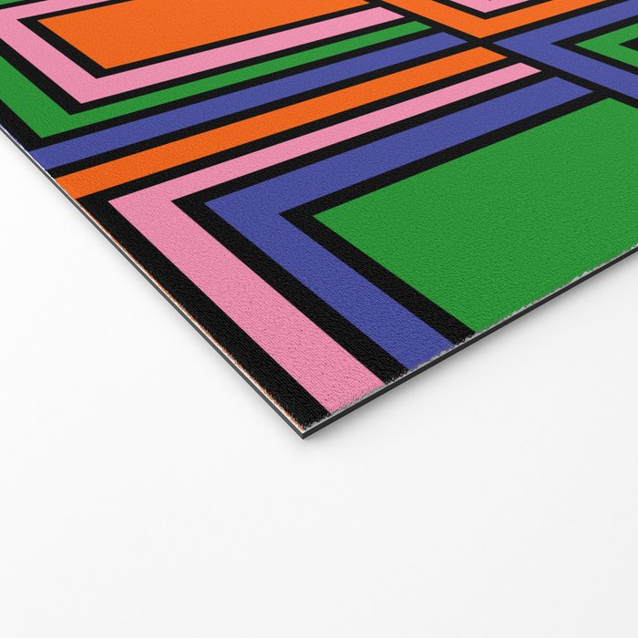 Colorful Retro Geometric Mod Portes Pattern II Orange Pink Green Blue  Welcome Mat Gallery Image 2