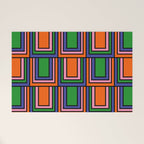 Colorful Retro Geometric Mod Portes Pattern II Orange Pink Green Blue  Welcome Mat Gallery Image 1