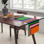 Colorful Retro Geometric Mod Portes Pattern II Orange Pink Green Blue  Table Runner Gallery Image 2