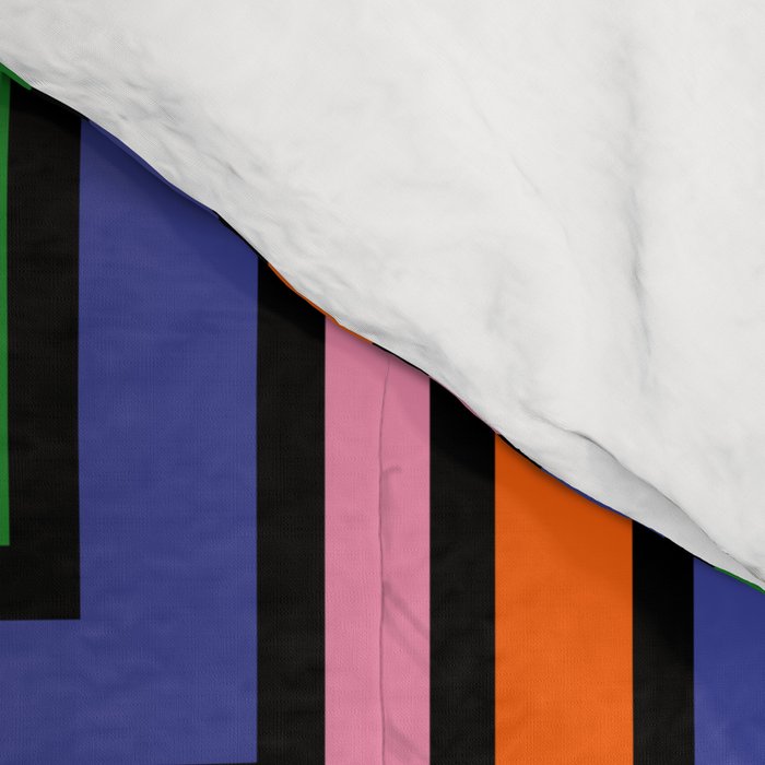 Colorful Retro Geometric Mod Portes Pattern II Orange Pink Green Blue  Comforter Gallery Image 4