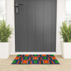Colorful Retro Geometric Mod Portes Pattern II Orange Pink Green Blue  Welcome Mat Gallery Image 3